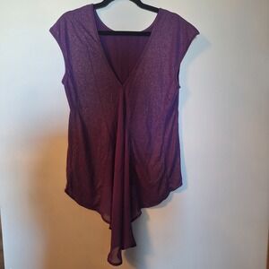 True Freedom Purple Metallic Shimmer Drape Hi-Low Top Size Large